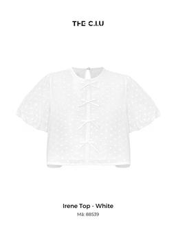 Áo kiểu form ngắn tay phồng phối nơ họa tiết chấm bi THE C.I.U – Irene Top