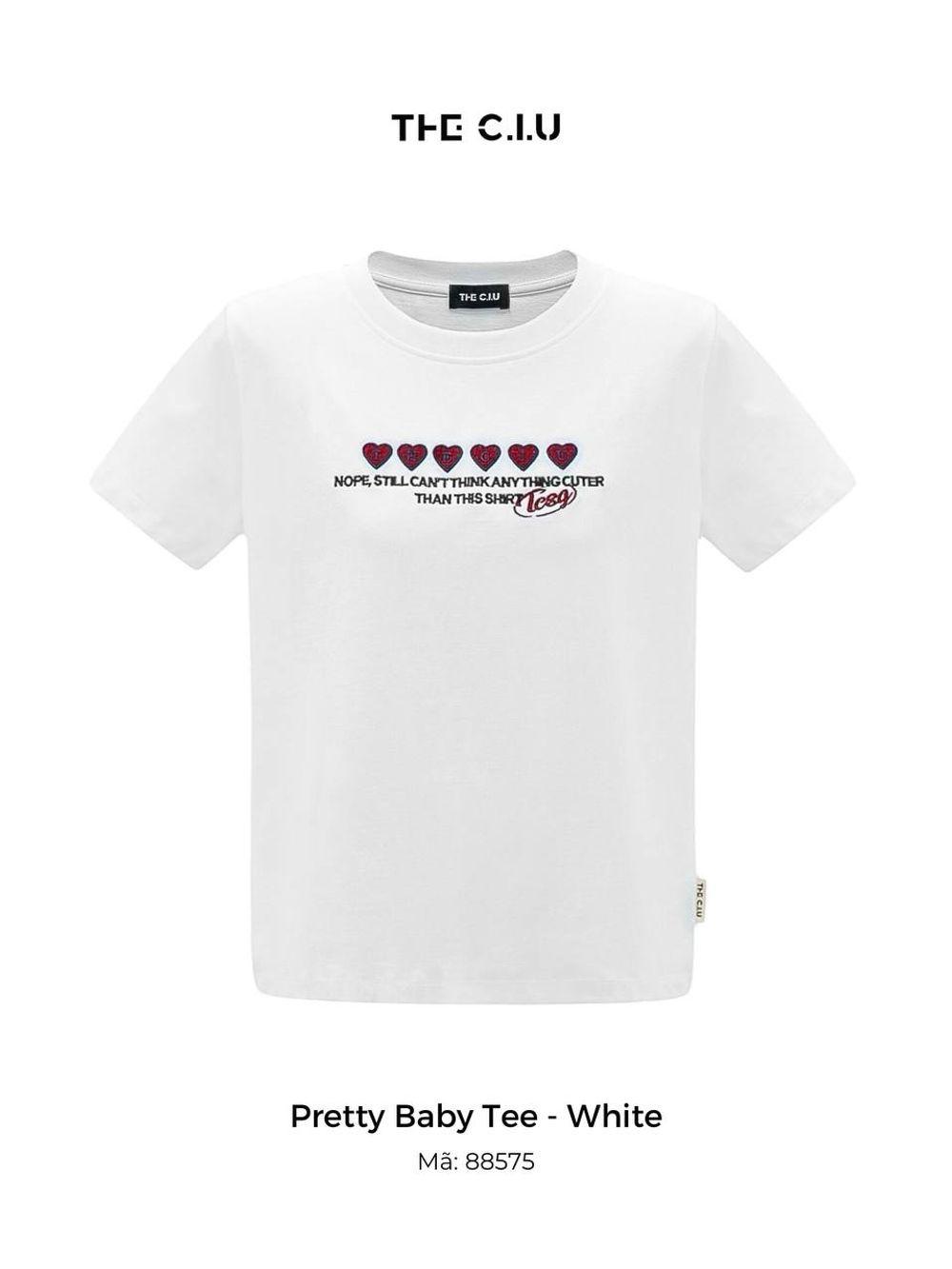 Áo thun babytee trắng thêu hình trái tim THE C.I.U – Pretty Baby Tee