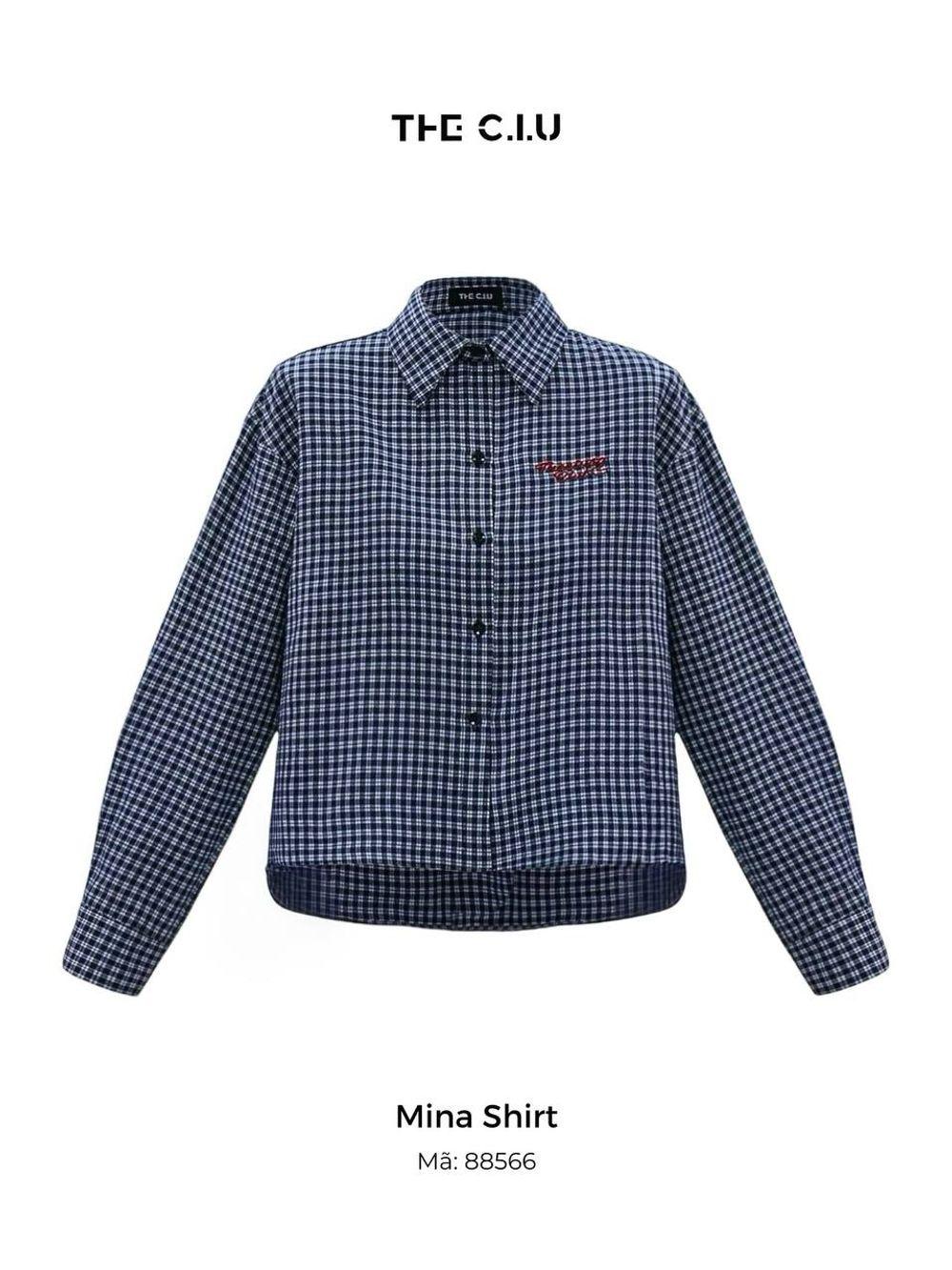 Áo sơ mi caro tay dài thêu chữ THE C.I.U – Mina Shirt