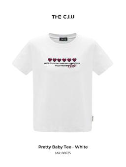 Áo thun babytee trắng thêu hình trái tim THE C.I.U – Pretty Baby Tee