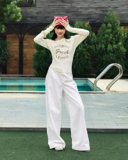 Quần Jean trắng ống rộng phối ren THE C.I.U - Nancy Pants - MN07