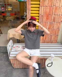 Áo thun polo sọc thêu hình THE C.I.U - Rowan Polo Tee