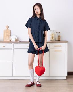 Áo sơ mi denim tay ngắn phối ren THE C.I.U - Kaia Shirt