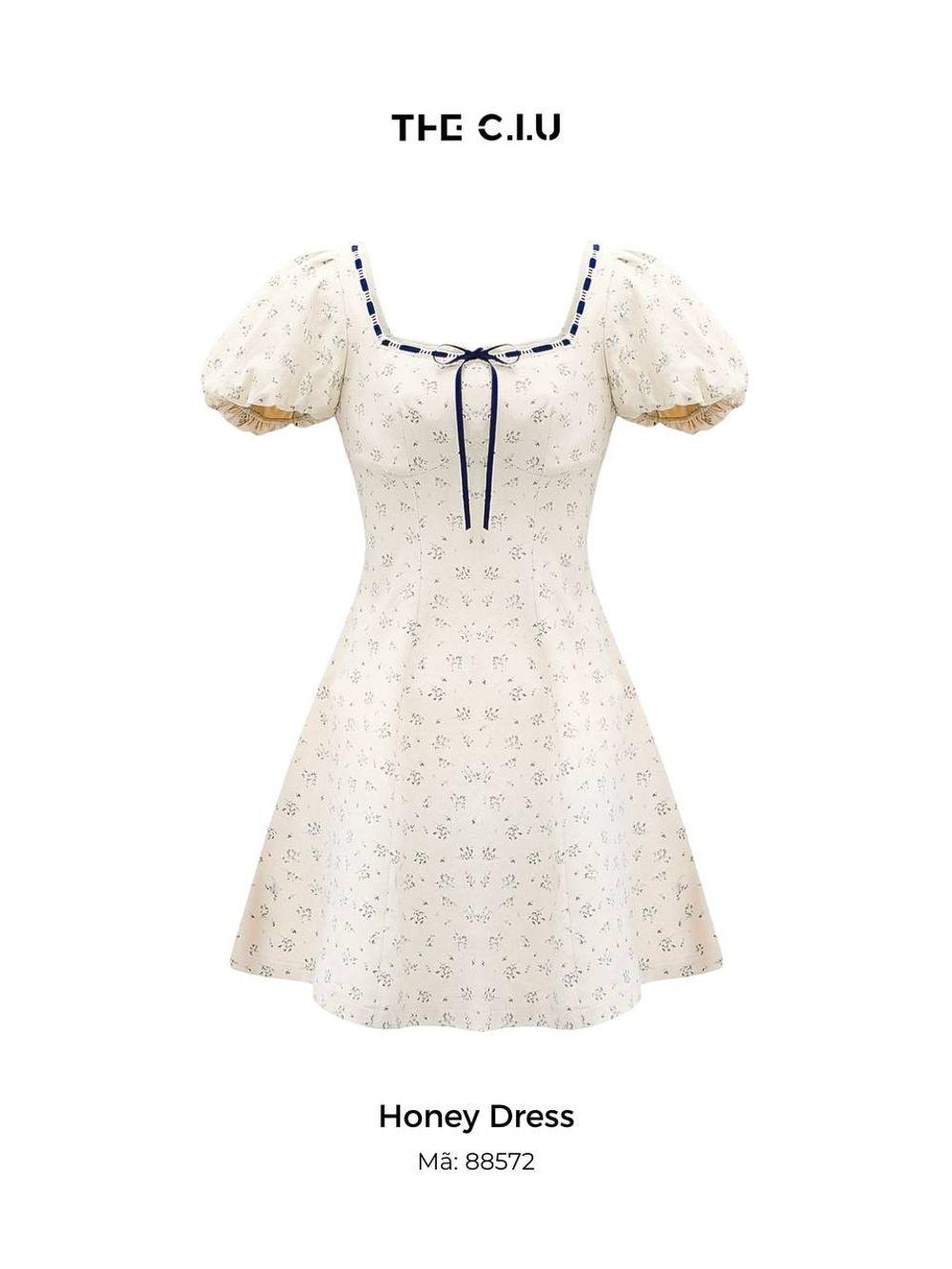 Đầm hoa nhí tay bồng cổ vuông vintage THE C.I.U – Honey Dress