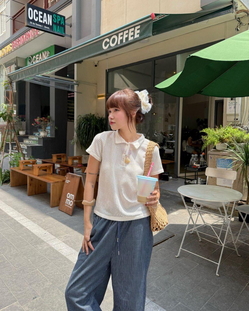 Áo polo lưới tay ngắn form rộng THE C.I.U – Ruthie Polo Top