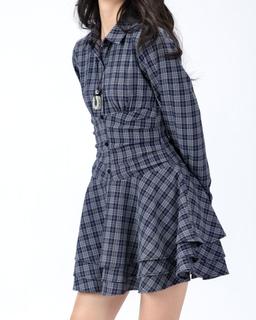 Đầm sơ mi caro tay dài dáng chiết eo THE C.I.U – Peony Dress - C13