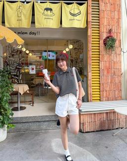 Áo thun polo sọc thêu hình THE C.I.U - Rowan Polo Tee
