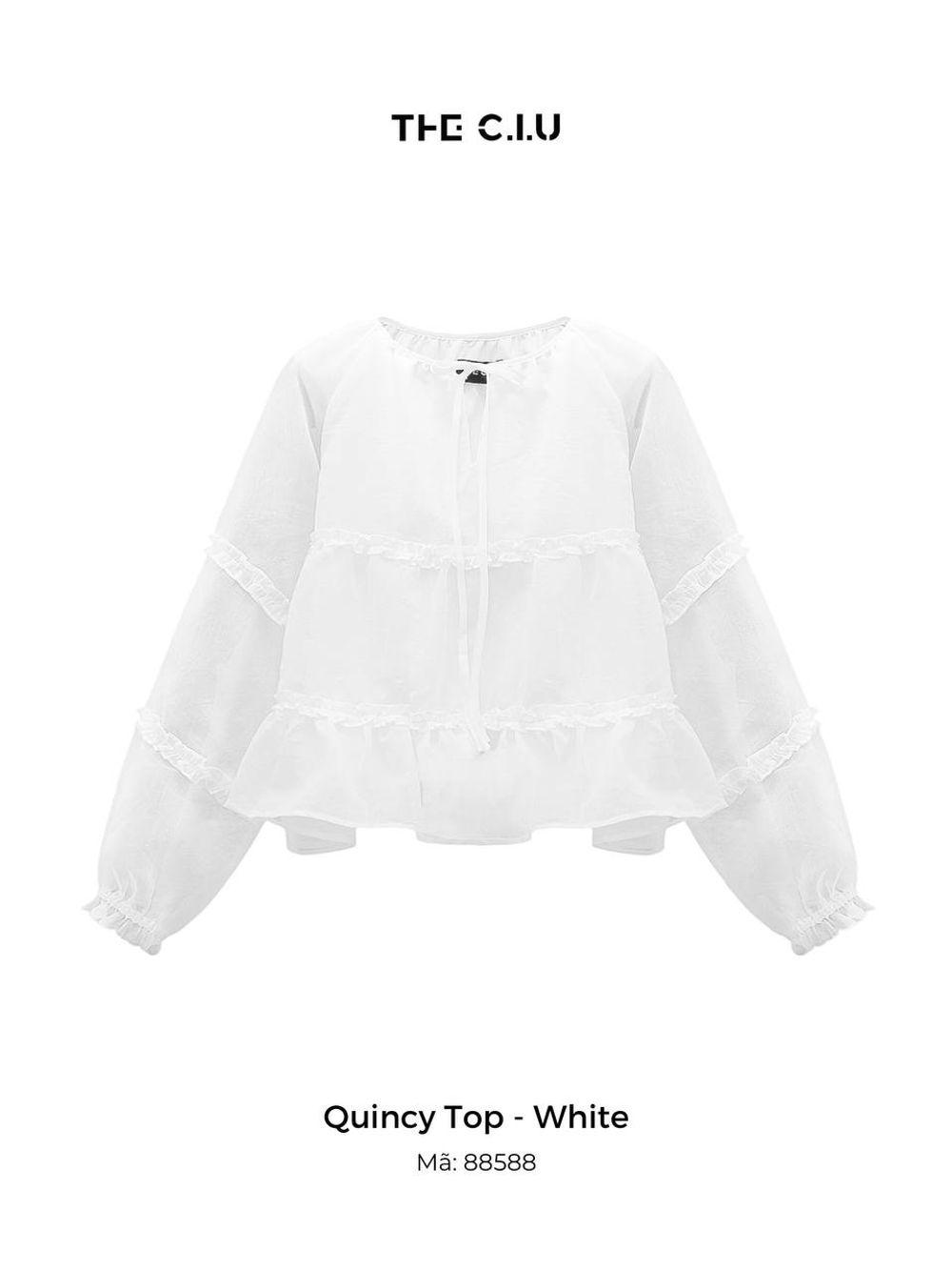 Áo blouse tay dài bèo nhún chất tơ THE C.I.U – Quincy Top