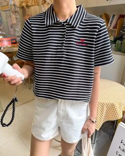 Áo thun polo sọc thêu hình THE C.I.U - Rowan Polo Tee