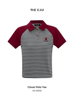 Áo polo tay ngắn phối sọc in hình thêu THE C.I.U - Clover Polo Tee