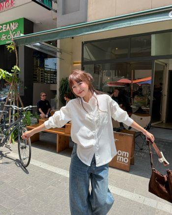 Áo sơ mi trắng dài tay cổ bẻ dáng rộng THE C.I.U – Tracy Shirt
