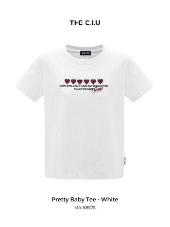 Áo thun babytee trắng thêu hình trái tim THE C.I.U – Pretty Baby Tee