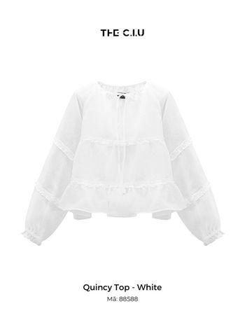Áo blouse tay dài bèo nhún chất tơ THE C.I.U – Quincy Top