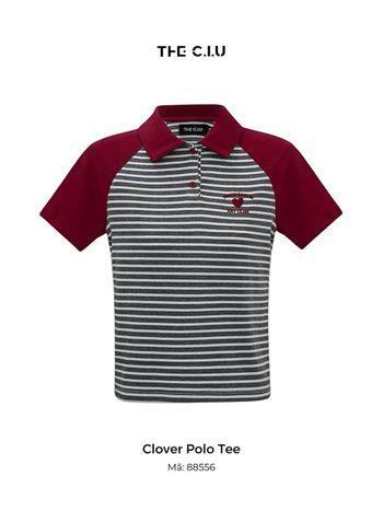 Áo polo tay ngắn phối sọc in hình thêu THE C.I.U - Clover Polo Tee
