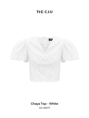 Áo tay phồng cổ chữ V phối viền nổi THE C.I.U – Chaya Top